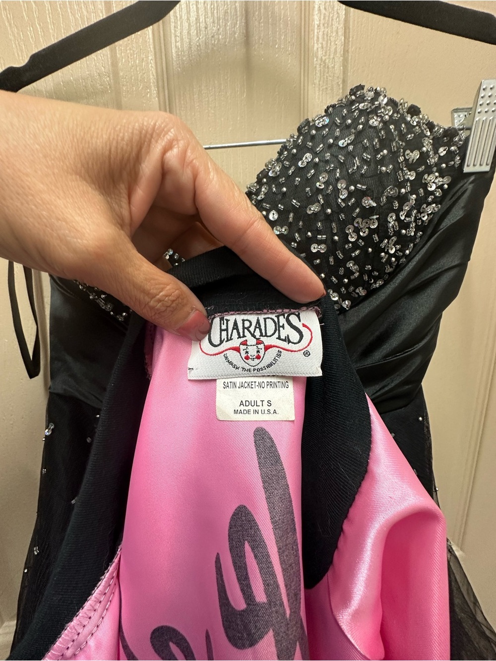 Pink Ladies Costume Set Pink Jacket & Black Sequin Tulle Dress - Picture 9 of 9